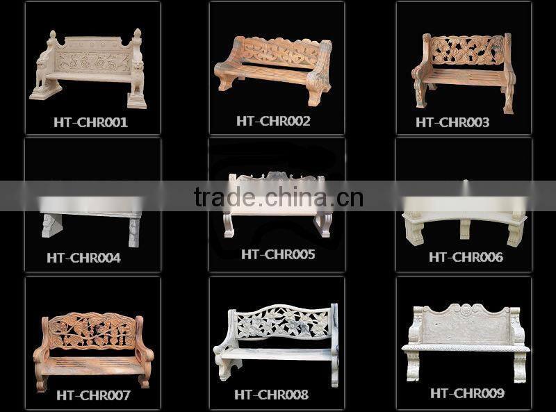 Flower Carved Outdoor Marble Bench