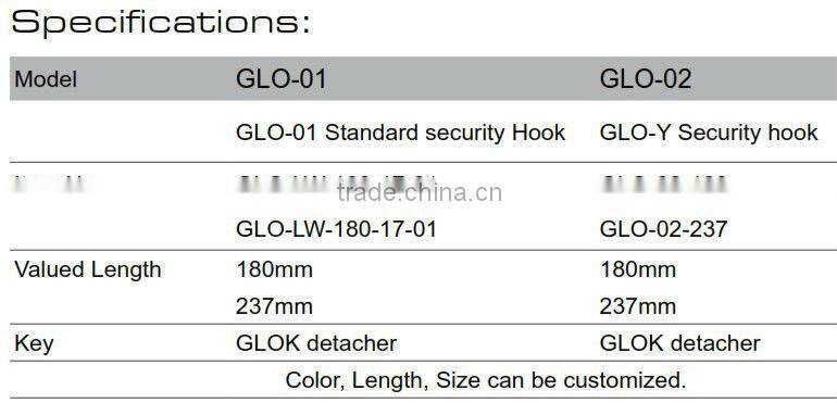 2013 Secure hooks factory support retail store/ exhibition security retail hook security with magnet key