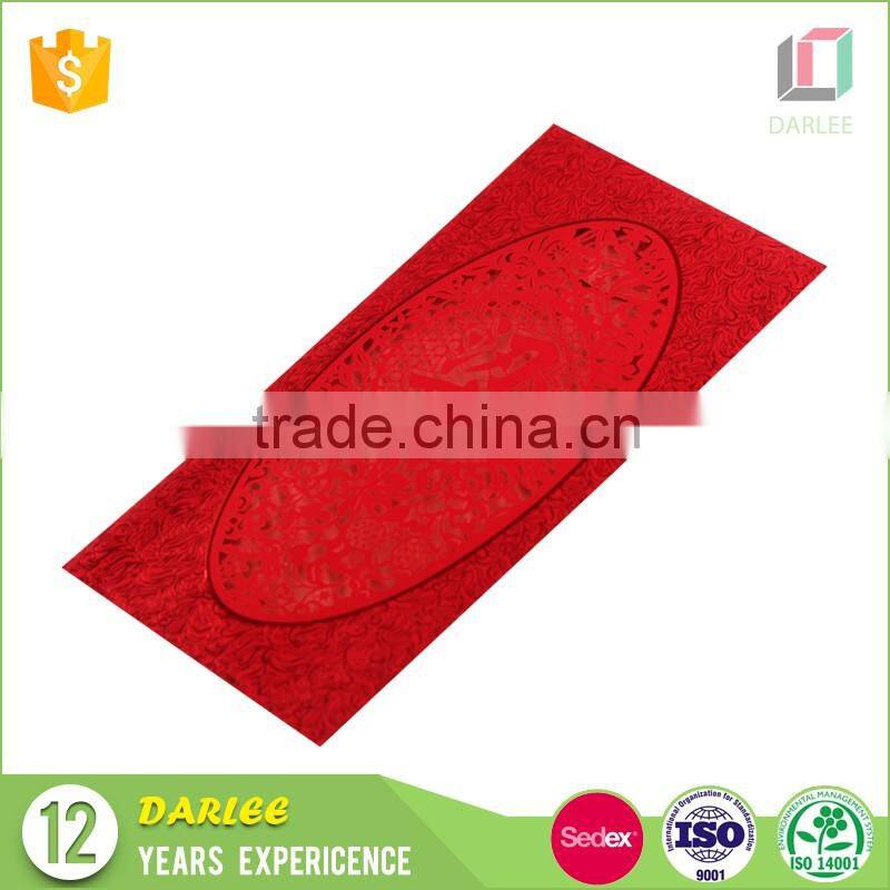 2016 newest design unique red packet custom laser cut paper printing red envelope