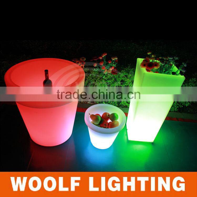 led light up large size plastic indoor plant pots