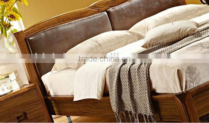 Morden Timber Bedroom Set Furniture,Full Solid Wood Bed W Night Stand/ 6 Door Wardrobe/Dresser With Mirror/ Stool