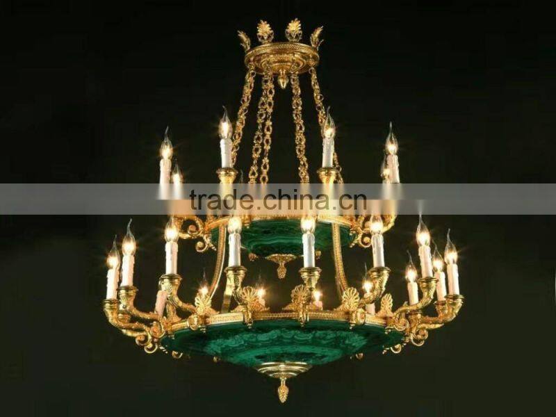 Antique European Wall Mounted Gilt Bronze Malachite Console Table and Mirror Set