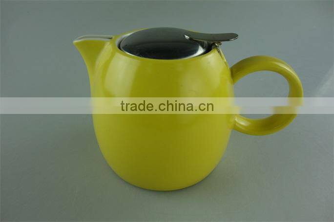Stock glazed ceramic teapot with iron cover with cheap price