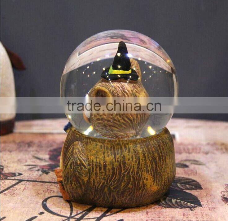 3d resin Witch owl figurine water globes halloween snow globe