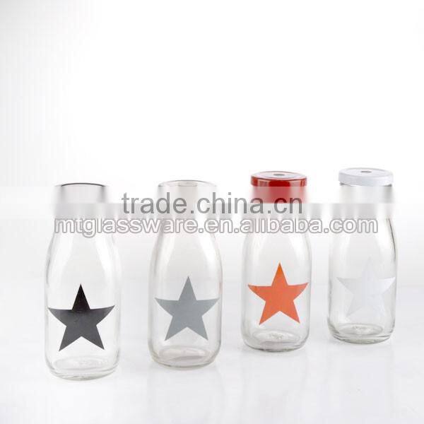 10oz Mason Jar , Set of 6 Ceramic Painting Milk Bottle ,300ml glass bottle