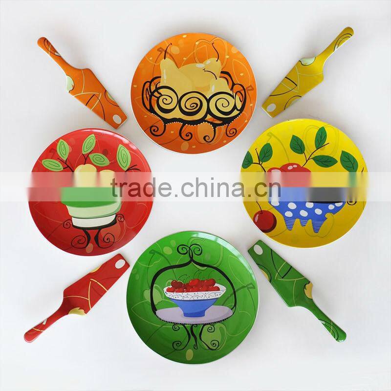 12" porcelain cake plate with server,ceramic plate with server,porcelain Christmas plate