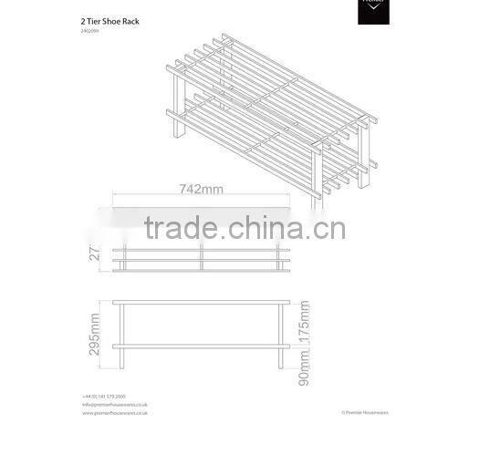 Natural Cedar Wood 2-Tier Slatted Shoe Rack - 30 x 74 x 26 cm