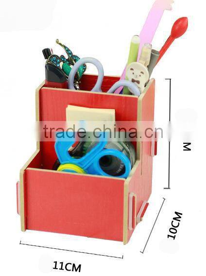 Multifunctional Wooden Home Office DIY Desk Desktop Storage Organizer Pen Container