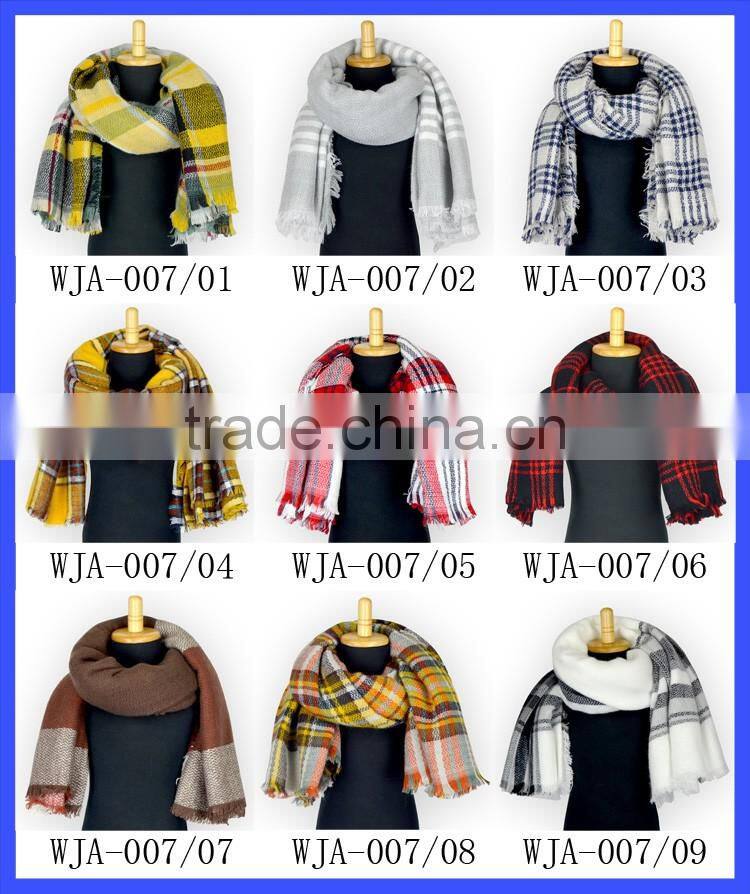 Oversize Ladies Clothes Top Plaid Patterns Shawl Wrap Scarfs Pashmina Cashmere