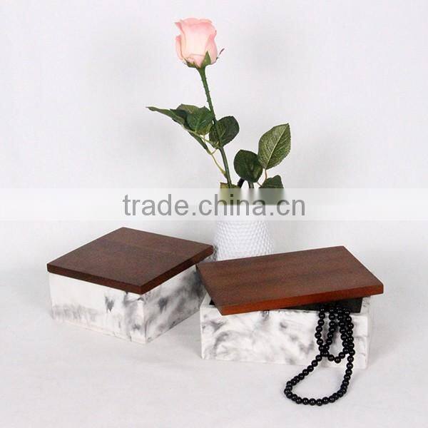 pink concrete Jewelry box with wood or bamboo lid