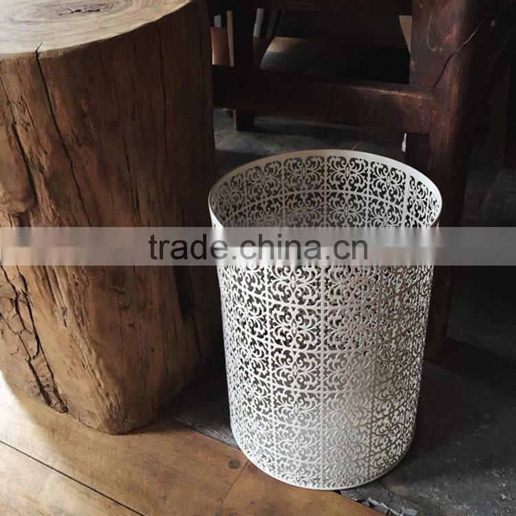 High quality white color home hotel decorative 13 gallon metal trash can