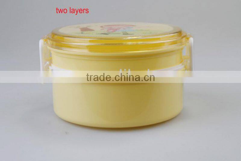 Round Double Layer Plastic Korean Lunch Box