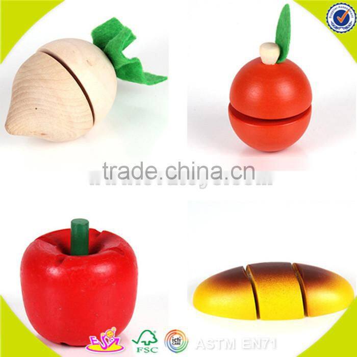 wholesale top quality wooden fruit cutting toy, DIY kids wooden vegetables cutting toy, role play wooden cutting toy W10B099