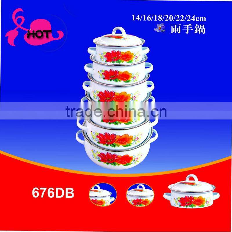 676DB 14-24CM cookware set with normal handle hot seal enamel casserole
