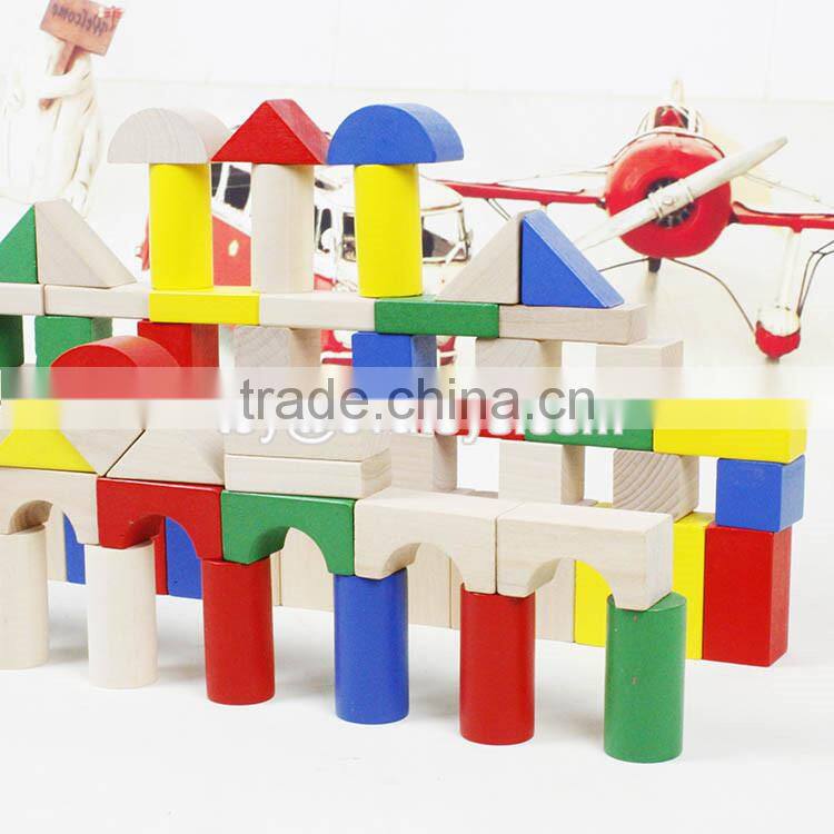 Colorful 80 pieces kids wooden toy connecting building blocks best sale children wooden intelligence building blocks W13A137