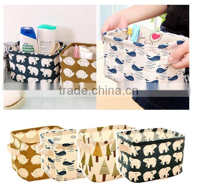 Cute Linen Desk Storage Case Cosmetic Stationery Jewellery Organizer Holder