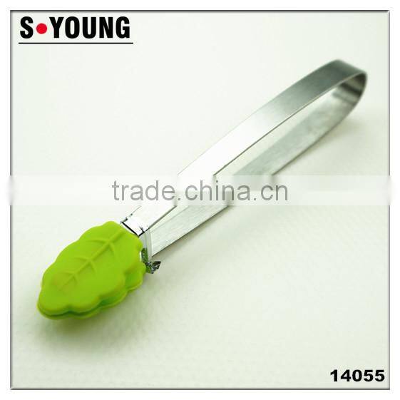 14045 5 inch mini Kitchen Food Tongs Silicone Stainless Steel ice Tongs