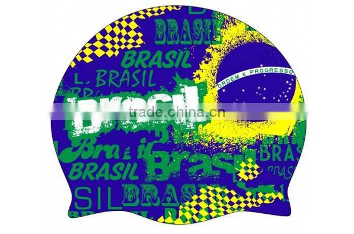 France country Flag Patriotic Silicone Swimming Caps with CE/ROHS certification