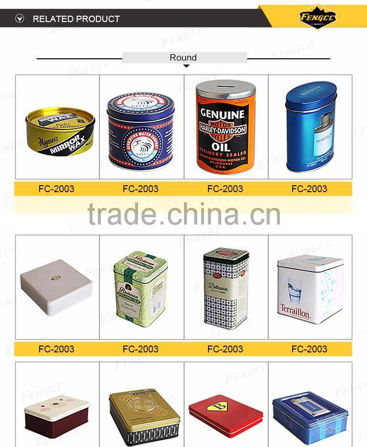 Hot Promotion customized embossed color logo flat square / rectangle metal tin box