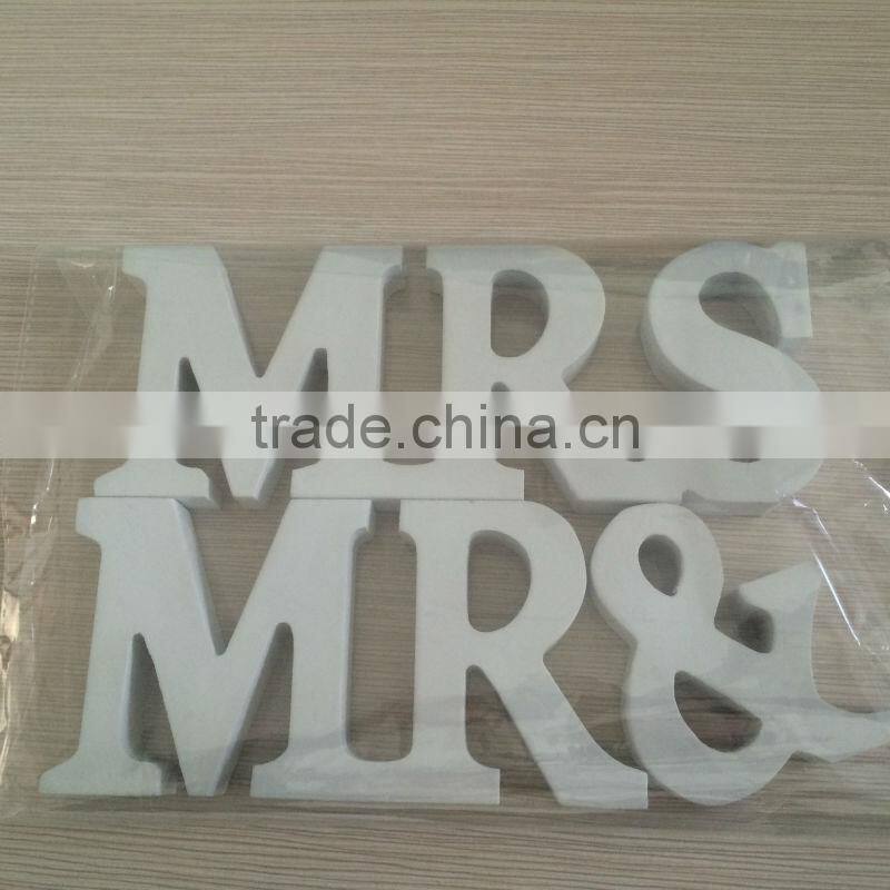 2015 MDF white wooden letter,MR&MRS Wooden Letters Wedding Decoration,