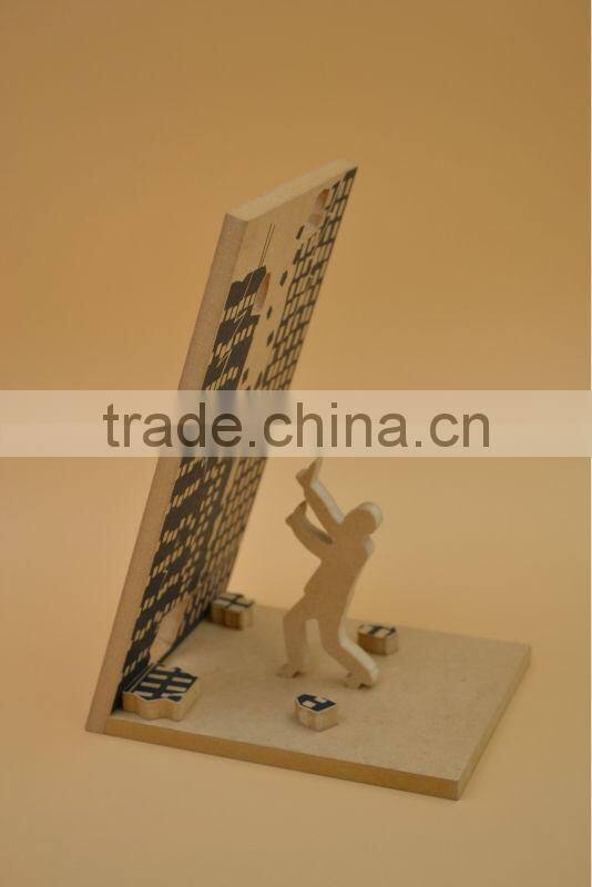 2015 new design wooden book holder,natural mdf decoration