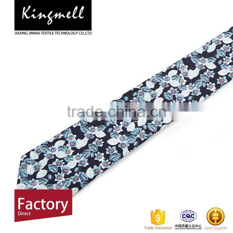 Custom flowers digital printed male cotton neck tie