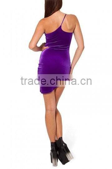 Hot Girl Sexy Night Club One Shoulder Bodycon Dress of Velvet HSD2192