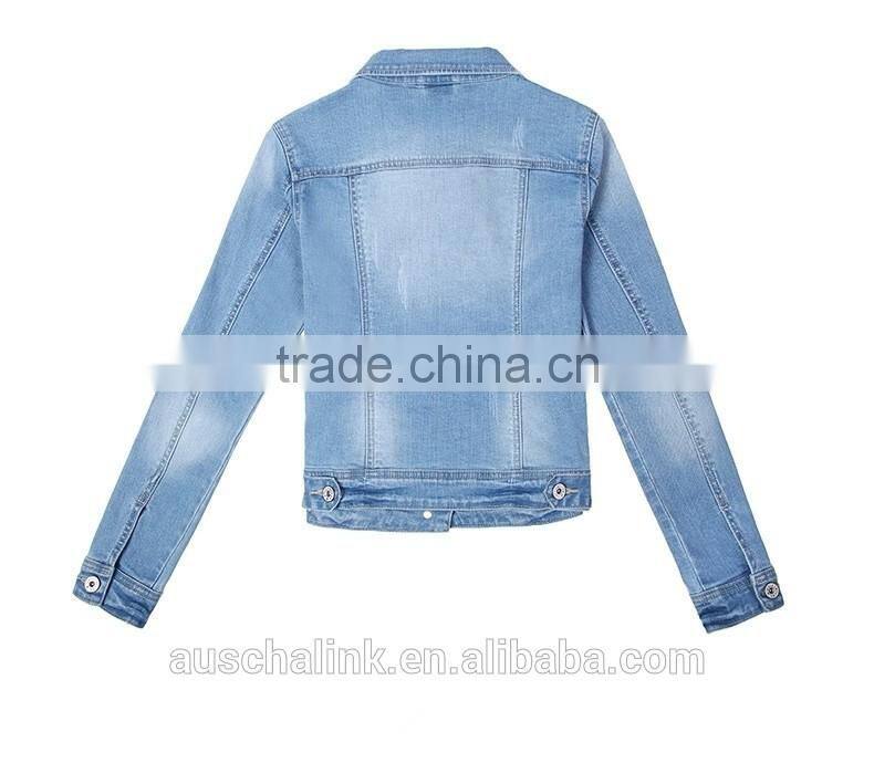 2016 latest korean style long sleeve designer jean jacket designs customized