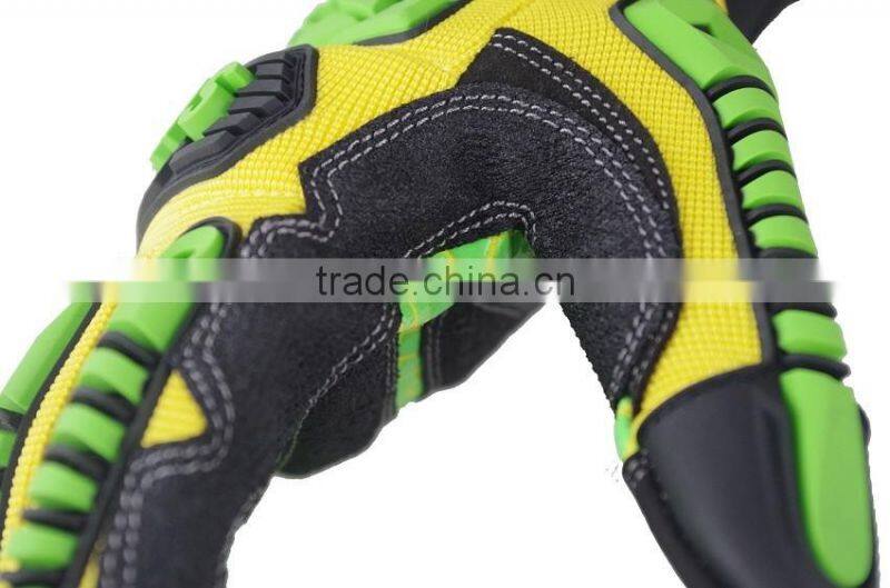 EN388 4131 Smart Phont Available Silicone Printed Anti Slip Drilling Impact Protection Safety Glvoes