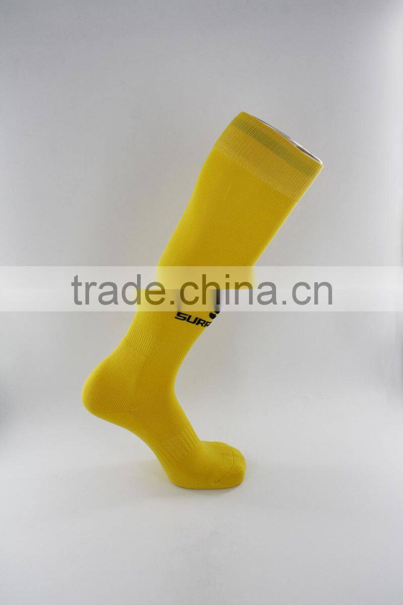 Yellow knee high nylon football socks men