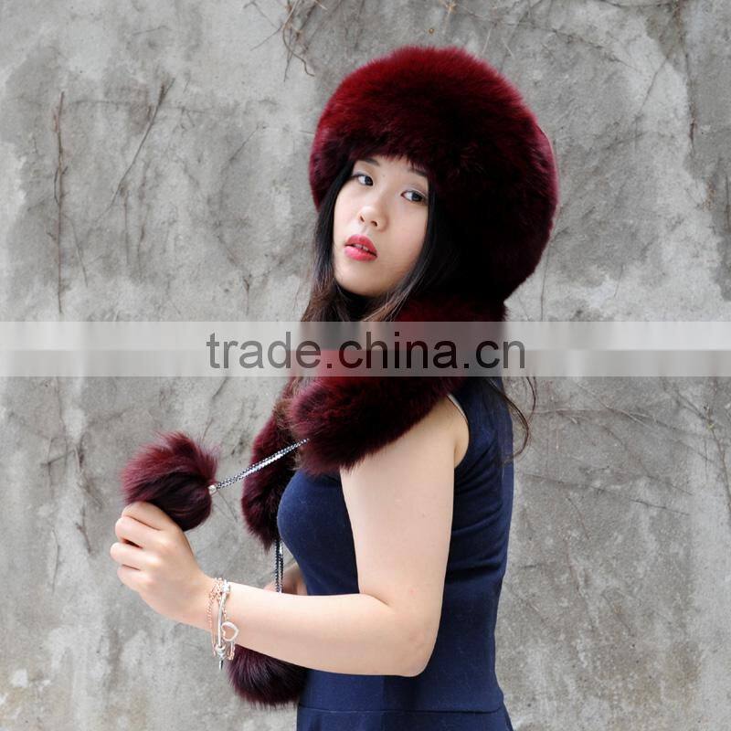 CX-C-175D Grey Fashionable Women Warm Genuine Fox Fur Women Hat