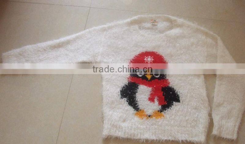High Quality Fashion Cartoon penguin wool sweater design for girl(BKN33)