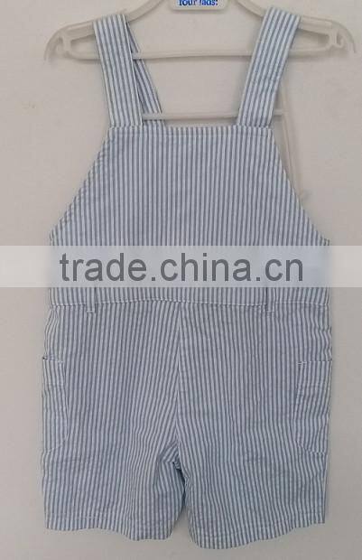baby cute boys white and blue stripes embroidered bib pants for summer