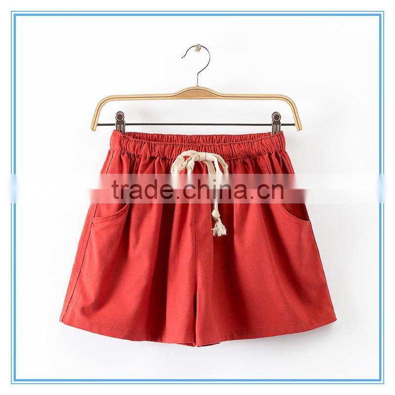 Wholesale Women Summer Beach Girl Cotton Linen Shorts 15 Colors Plus Size