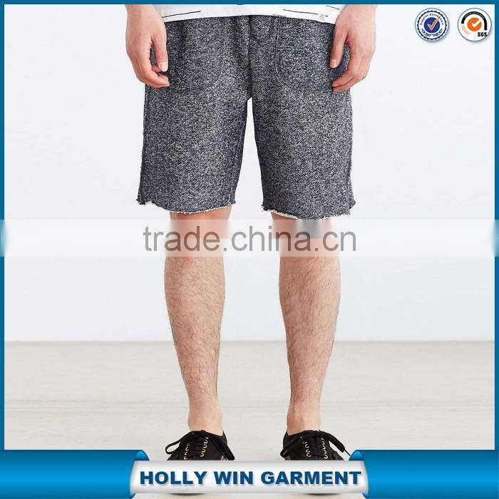 Pure color mens cutoff knit board shorts for sale