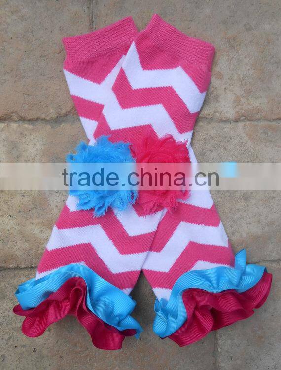 New baby leg warmers with ruffles and good quality cotton legging chevron ruffle leg warmers infant socks leggings