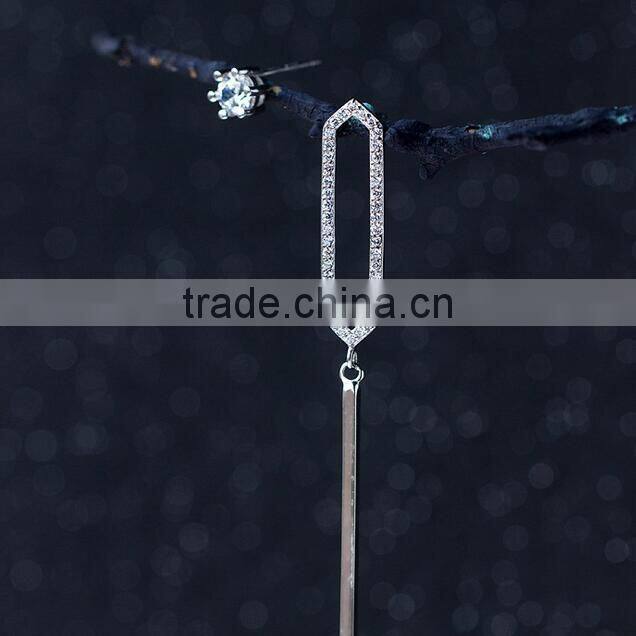 F20063N Silver Irregular geometric shape Diamond Earring