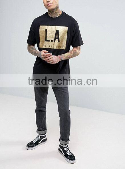 China factory OEM service short sleeve cotton front gold printing t shirts