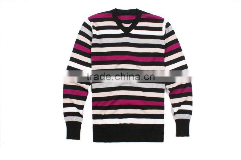 Knitted Mens Black Striped Sweaters