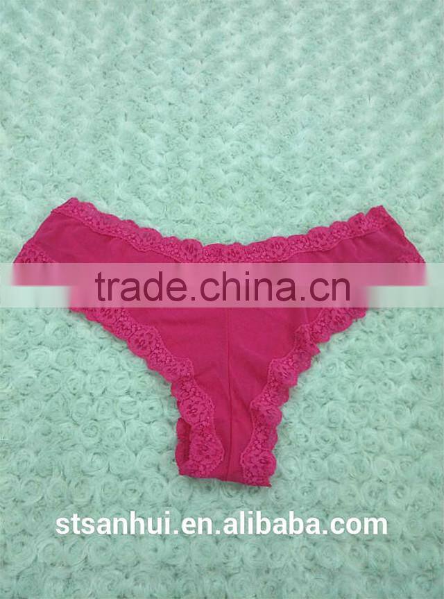 Stylish lace trim transparent women sexy panty thong