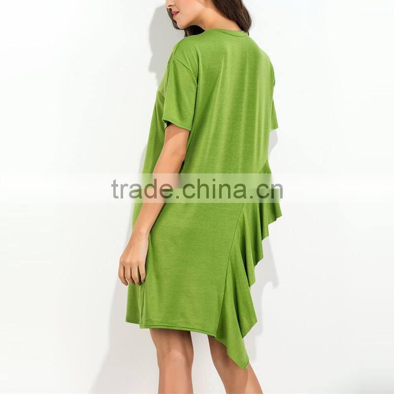 2017 New fashion One-piece loose Asymmetrical dress