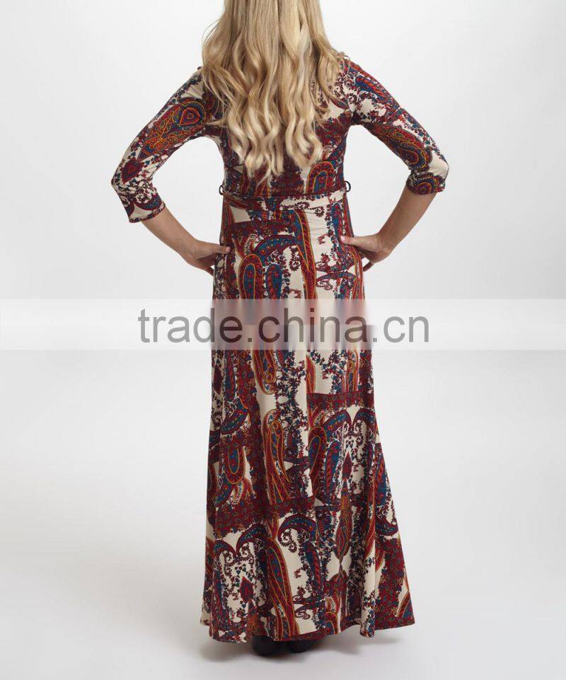 Newest Maternity Dresses With PinkBlush Burgundy Paisley Maternity Maxi Dress Women Wear WD80817-27