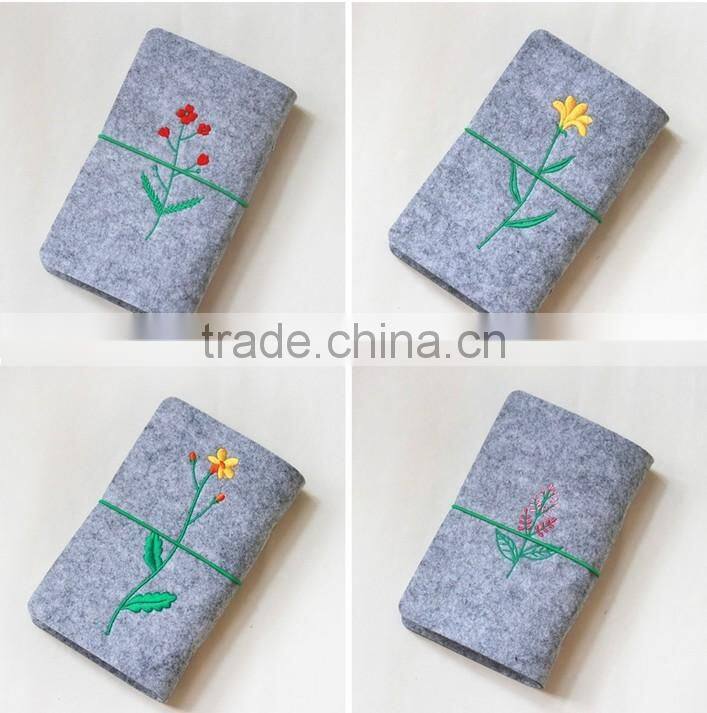 Novel logo custom felt cover with embroidery spiral binding dairy notebook with button