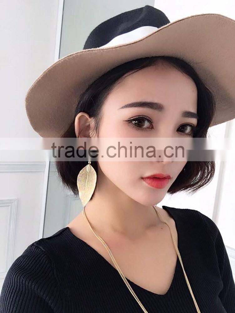 LONG Leaf Leaves Branch Bronze Earrings Hook Clip-on Dangle Drop Earring