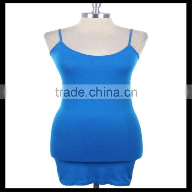 Extra Long Seamless Tunic Dress Slip Camisole Layering Tank Top orange color