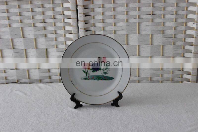 8 inches sublimation blank ceramic plate dinner dishes with gold rim