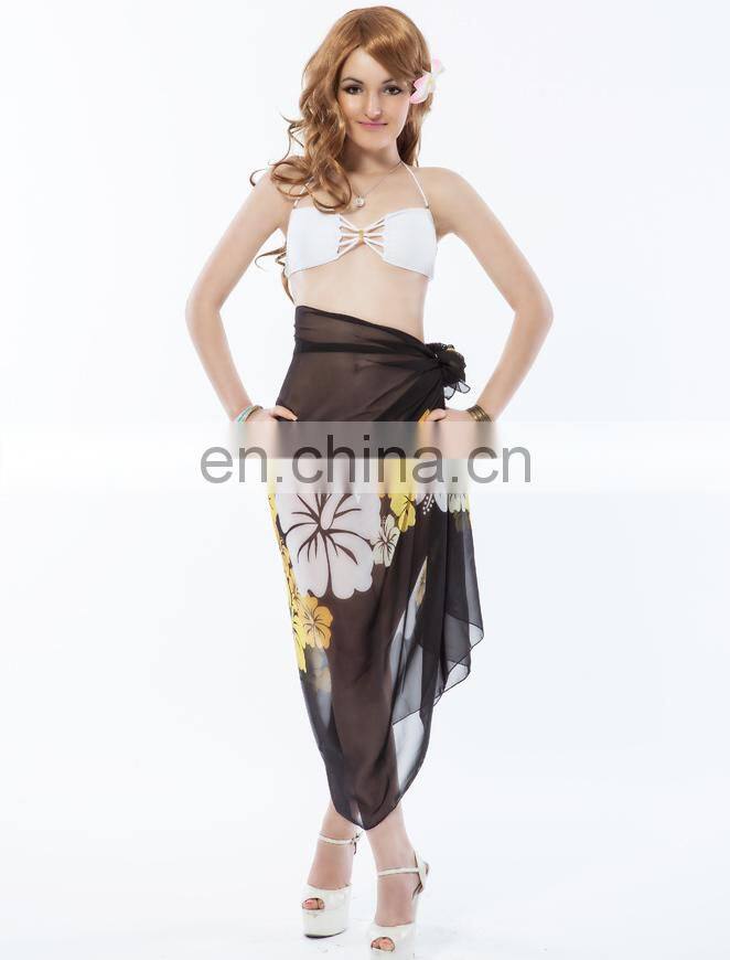 Black beautiful flower bali sarong pareo