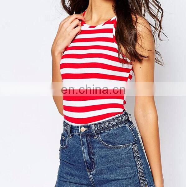 New fashion stripe design woman bodysuit sleeves design