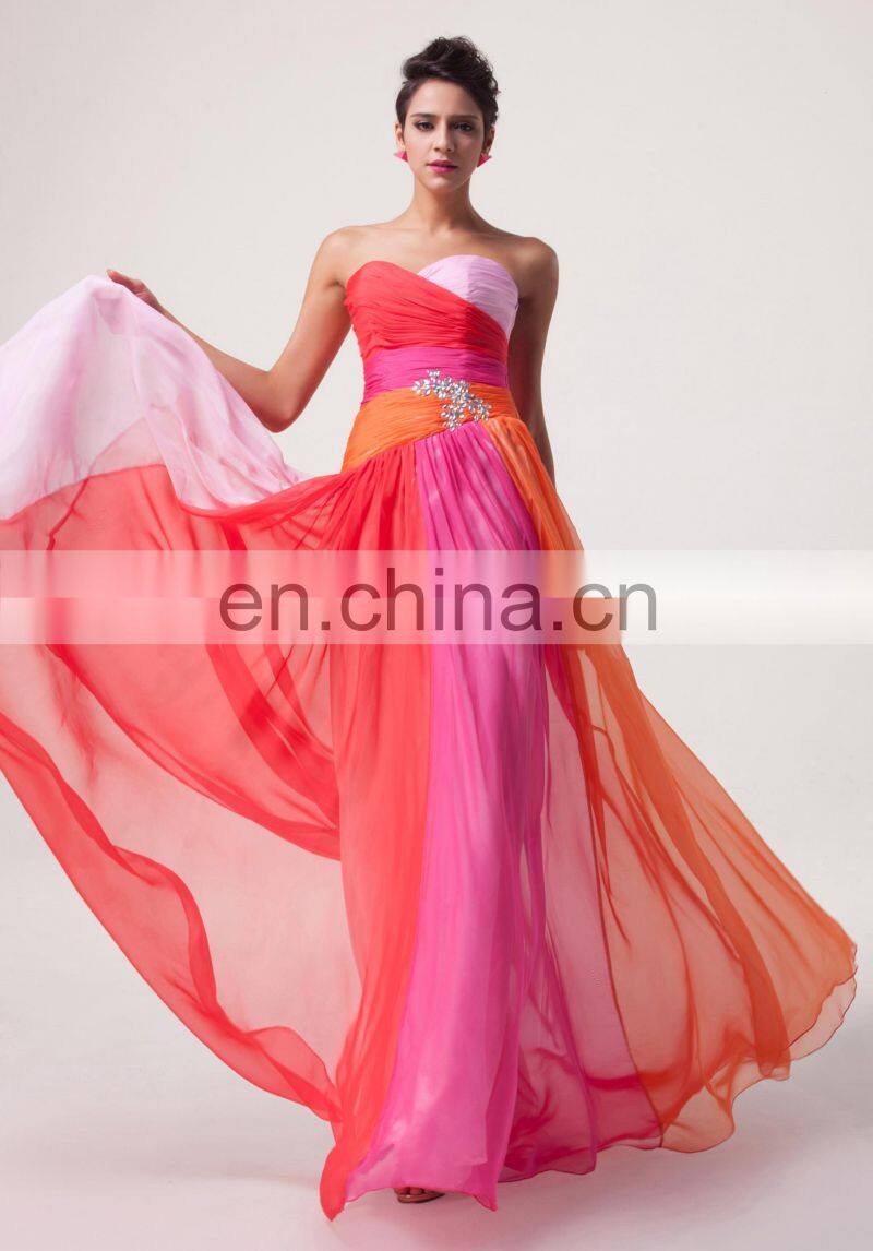 Hot Sale Elegant Design Grace Karin Sexy Strapless Red Chiffon Long Cheap Prom Dresses CL6069-2#
