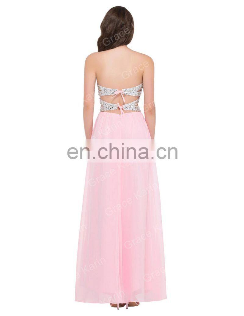 Grace Karin New Fashion Sexy Ladies Long Rhinestone Beaded Evening Dress CL3424-3#